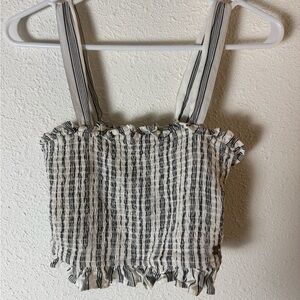 Roxy Black and White Striped Crop Top